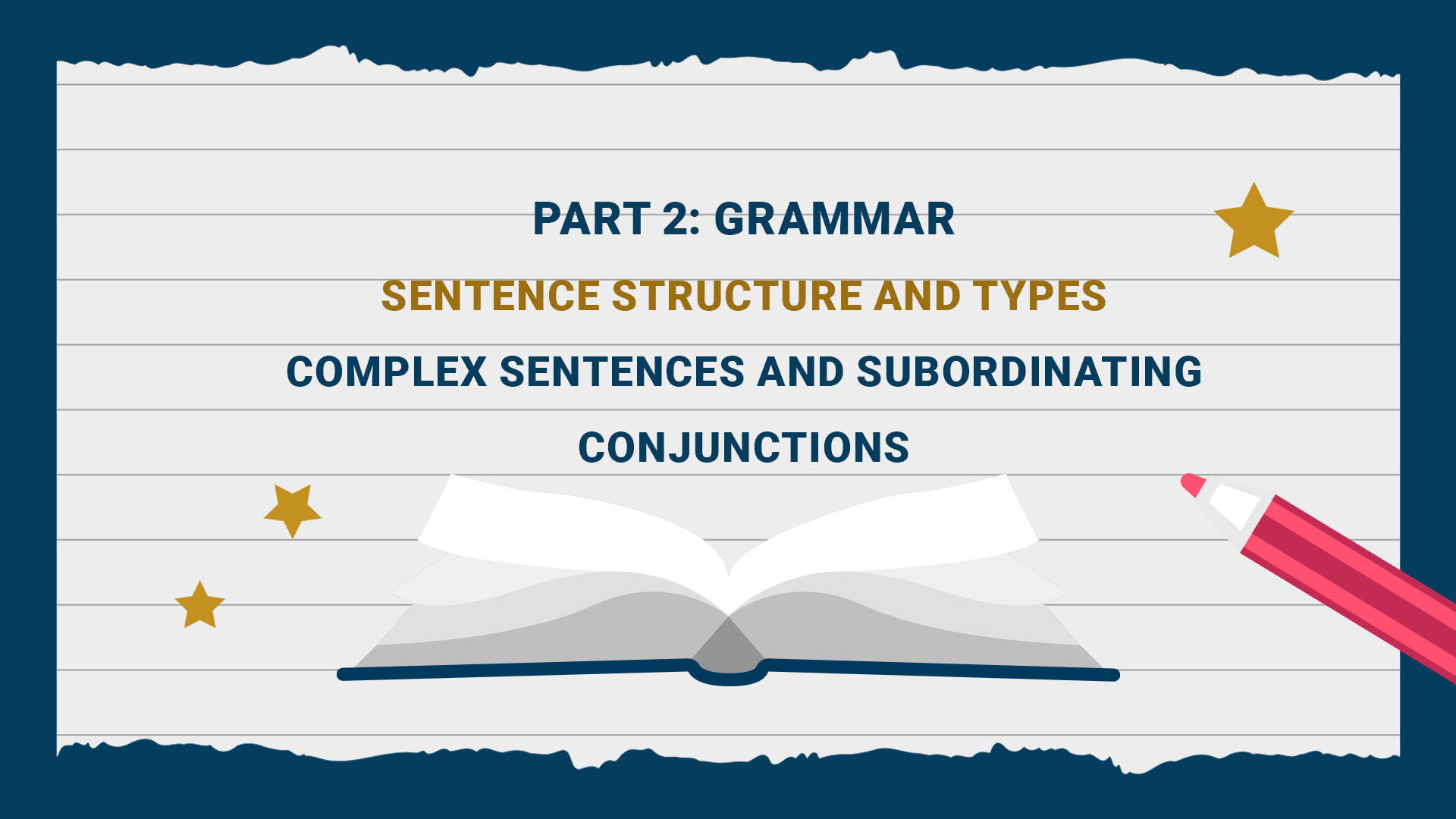 Part 2: Grammar - Sentence Structure and Types - Complex sentences and subordinating conjunctions